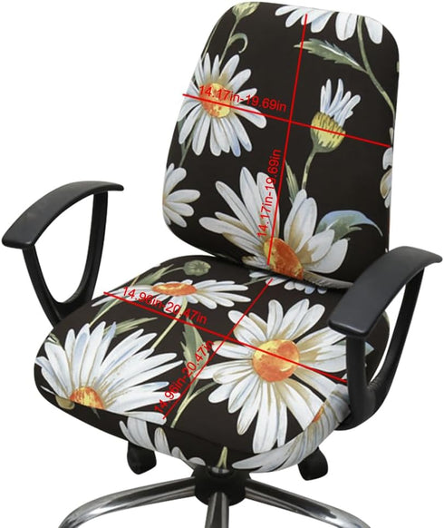 Office Chair Cover Stretchable Computer Desk Chair Seat Covers Anti-Dust Universal Split 2 Piece Rotating Swivel Chair Slipcover Protector (Wild D...