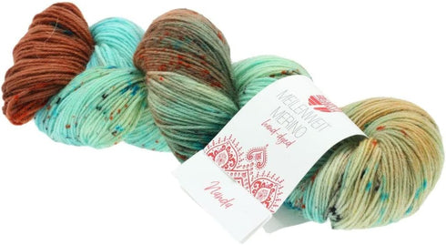 Lana Grossa Hand Dyed Meilenweit 100 Merino Rainbow Yarn, 616 Vipin......