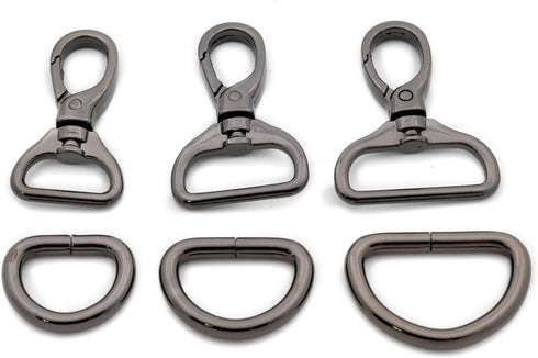 Oval Snap Hooks,with D Rings 8 Sets Purse Hardware Lobster Clasp Keychain Clip Purse Making Accessories (Gunmetal,1 1/4")...
