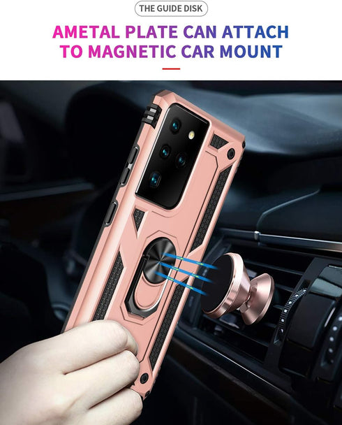 Military Grade Drop Impact for Samsung Galaxy S21 Ultra Case Galaxy S21 Ultra 5G Case Metal Rotating Ring Kickstand Holder Armor Heavy Duty Shockp...