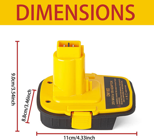 DM18D Converter for DeWalt 18v to 20v Battery Adapter,for Milwaukee M18 18v Batteries Adapter, Convert to DC9096,fit for DeWalt 18v XRP Ni-Cad Cor...