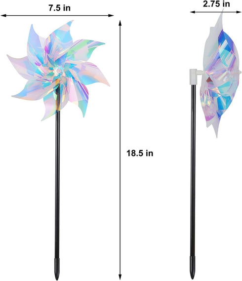 Hausse 10 Pack Reflective Pinwheels Wind Spinner, Extra Sparkly Pinwheel with Stakes, Bird Repellent Blinder Devices Deterrent to Scare Birds Away...
