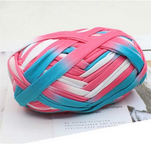 1 PCS Colorful T-Shirt Yarn Knitting Yarn Fabric Crochet Cloth for DIY Knitted Fabric Art (#49 Pink&Blue)...