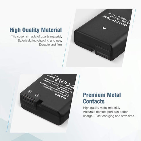 EN-EL14 EN EL14A Battery 2-Pack 1500mAh Li-ion Batteries Compatible with Nikon D3100 D3200 D3300 D3400 D3500 D5100 D5200 D5300 D5500 D5600 DF Cool...