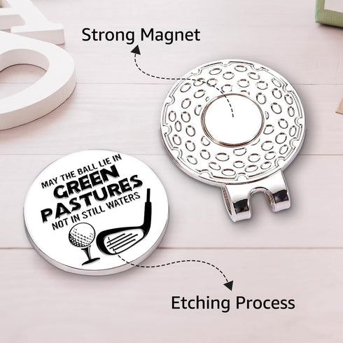 May The Ball Lie in Green Pastures Not in Still Waters Golf Ball Marker with Magnetic Hat Clip, Funny Golf Accessories and Golf Gifts for Men Wome...