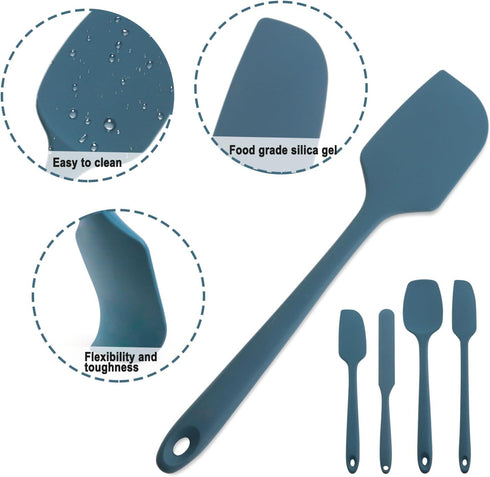 Silicone Spatula Set, 5-Piece Heat Resistant (600°F) Food Scraper, One-Pieces Seamless Design, Perfect for Cooking Mixing & Baking - BPA Free and ...