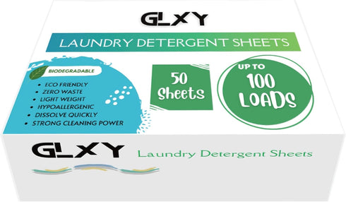 GLXY Laundary Detergent Sheets, 50 Sheets (upto100 Loads), Biodegradable, Eco Friendly, No Plastic....