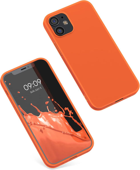 kwmobile Case Compatible with Apple iPhone 12 / iPhone 12 Pro Case - Soft Slim Protective TPU Silicone Cover - Neon Orange...