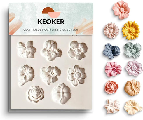 KEOKER Flower Polymer Clay Molds - 1 Pcs for Jewelry Making, Polymer Clay Molds for Earrings Decoration (Medium Flower)...