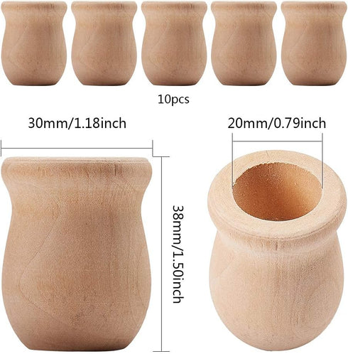 GORGECRAFT 1.5 Inch 10pcs Unfinished Blank Wooden Vase Flower Vase Candle Cups Handmade Natural Flower Container Candle Holders Candlesticks DIY P...