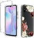 Phone Case for Redmi 9A M2006C3LG/Redmi 9i M2006C3LII Case with Tempered-Glass Screen Protector, Cute Clear Floral Pattern Full Body Protective Co...