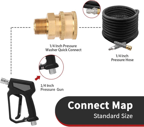 Non Rust Pressure Washer Accessories 1/4" Male NPT 4 PCS,1/4 Inch Brass Pressure Washer Fittings for Washing Car, Adapter Set Male Thread Pressure...