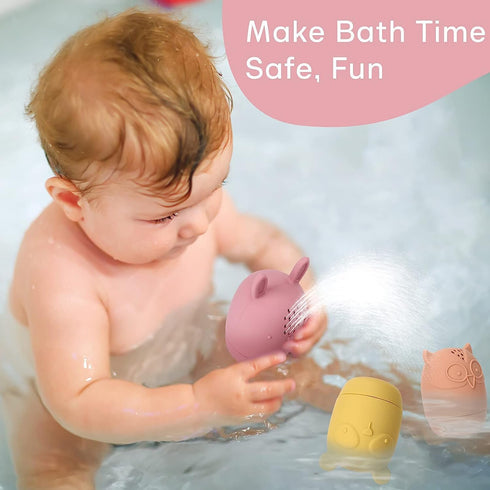 Bath Toys, Squeezable Bathtub Toys for Toddle 6-12-18 Months+, Eco-Friendly Mold Free Silicone Bath Toys, Baby Shower Toys for Kids 1-3...