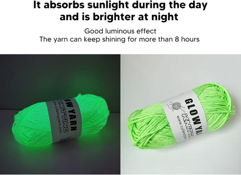 164ft Luminous Chunky Yarn, Glow in The Dark Yarn DIY Weave Glow Yarn Polyester Luminous Knitted Yarn Hand Knitted Luminous Yarn Novel Functional ...