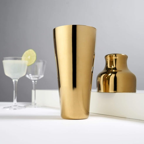 Viski Parisian Cocktail Shaker Set, 25 oz Gold Plated Stainless Steel Shaker With Strainer...