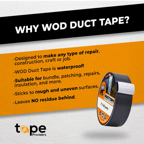 WOD DTC10 Advanced Strength Industrial Grade Yellow Duct Tape, 2 inch x 60 ft. Waterproof, UV Resistant for Crafts & Home Improvement...