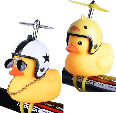 Lovely Yellow Duck Bike Bell, Kids Bike Horn, Rubber Yellow Duck Bicycle Accessories with LED Light - for Kids Toddler Children Adults Sport Outdo...