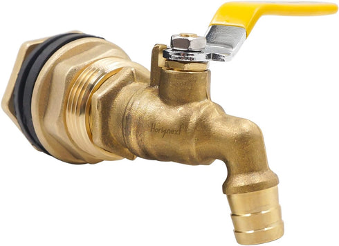 rain Barrel Spigot kit Within 1/2 inch Nozzle Brass Water Faucet & Bulkhead Tank Fitting fits 1-1/4 inch Hole, for Garden Hose rainwater Bucket 55...