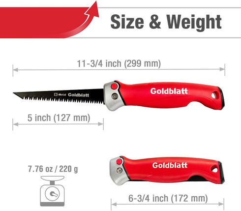 Goldblatt Folding Drywall / Sheetrock Saw, Jab / Hand Saw with Soft Grip Handle, for Wallboard, Plywood and PVC...