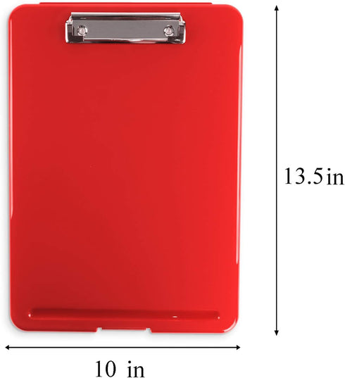 Super Z Outlet Slim Plastic Nursing RN Style Coaches Clipboard with Open Foldable Storage, Classroom Teacher College Size (9.5" x 13.5") (Red)...
