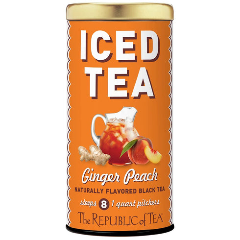 The Republic of Tea – Ginger Peach Black Iced Tea Bags, 8 Large Quart-Sized Iced Tea Pouches, Naturally Caffeinated...
