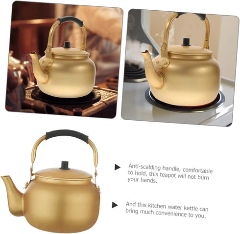 Vintage Aluminum Kettle Metal Water Boiler Water Heating Kettle Aluminum Teakettle Boiling Kettle Teakettle Teapot Small Teapot Metal Boiler Tea K...