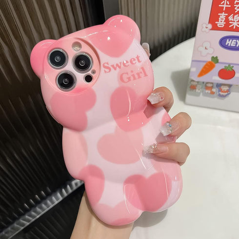 Cute Compatible with iPhone 13 Pro Max 6.7 inch Phone Case, Hearts Bear Case, Soft Shockproof Silicone Cover for Women Girls(Hearts)...