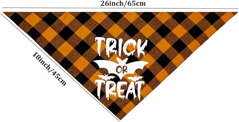 Glow in The Dark Halloween Dog Bandana Scarf, 2 Pack Holiday Fall Dog Bandanas Plaid Triangle Reversible Scarves Bibs for Small Medium Large Dogs ...