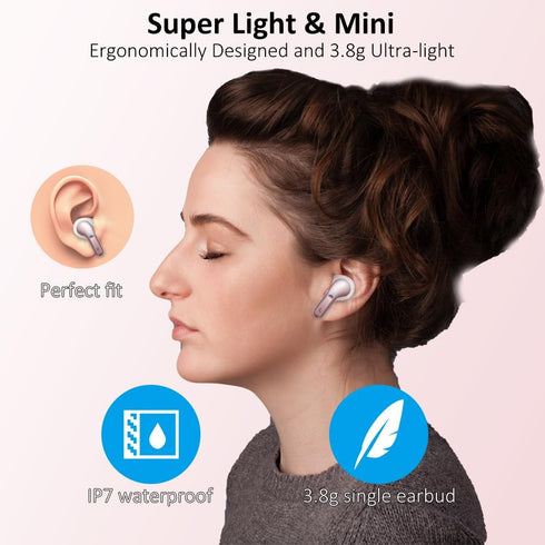 Wireless Earbud, Bluetooth Headphones 5.3 NEW 40H Ear Buds Bass Stereo Earphones Noise Cancelling Earbud with 4 ENC Mic, in-Ear Bluetooth Earbud U...
