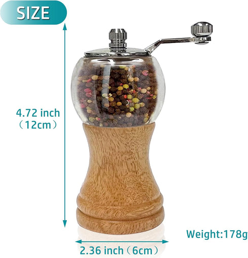 Classical Hand Shake Wood Pepper Grinder Set & Gorgeous Salt Wooden & Acrylic,Ceramic Blades Upgrade metal handle,Enjoy Your Best Fresh Ground Pep...