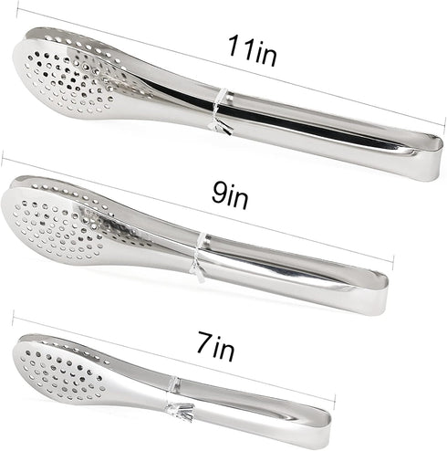 TOPULORS Stainless Steel Tongs Set (7/9/11 Inch) - Heavy Duty Kitchen & BBQ Tongs for Cooking, Grilling, Frying, Baking, Salad, Buffet - Dishwashe...