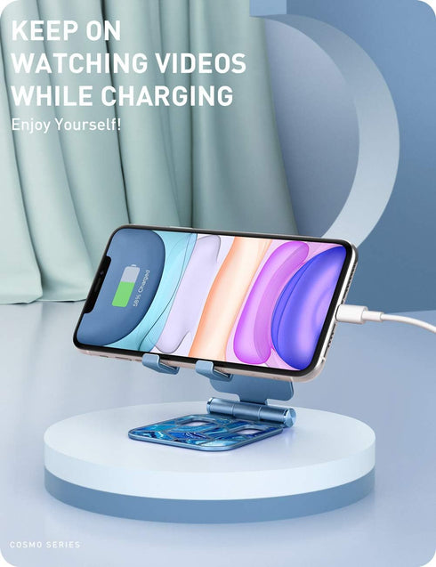i-Blason Cell Phone Stand for Desk, Cell Phone Holder, Fits All Smart Phones, iPhone 16 15 14 13 Pro Max, Foldable Phone Stand Holder, Blue...