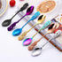 1Pc Rose Gold Flower Spoon Set,Colorful Stainless Steel Flower Spoon Coffee Tea Spork Flatware Dessert Tool Ice Tea Spoon Colorful Mini Cutlery Se...