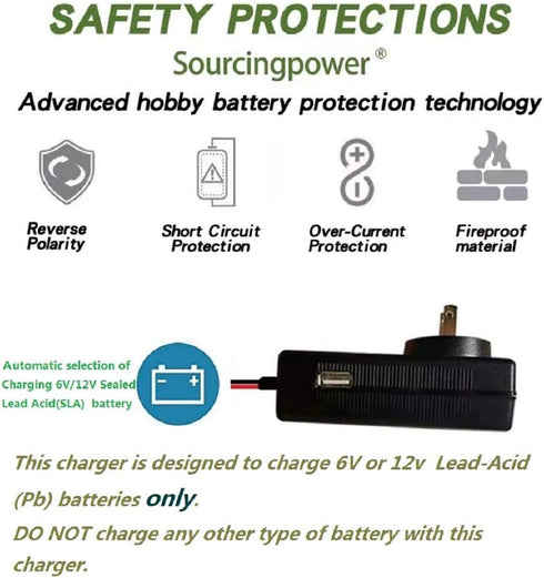6V/12V Lead Acid Battery Charger for Ride On Toys 12V/6V Kids Ride On Car SLA Charger for 6V/12V pb Battery Baby Electric Battery SUV Kid Toy Car ...