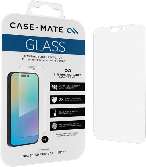 Case-Mate iPhone 14 Pro Screen Protector - 6.1 Inch - Anti-Scratch Tempered Glass with Shatter Protection - Durable 9H Glass Film with Touch Sensi...