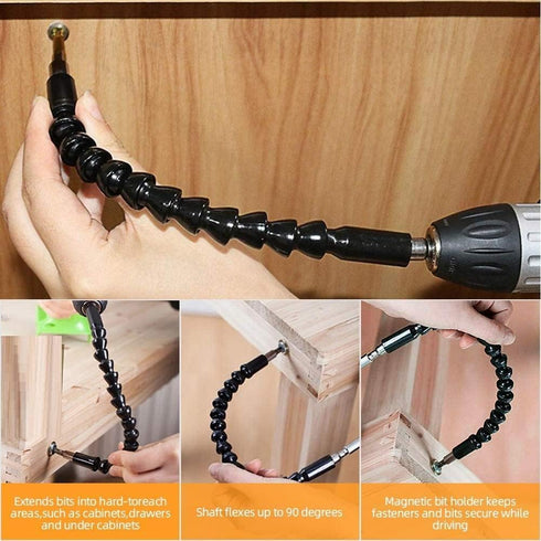 Flexible Drill Bit Extension, Includes 105° Right Angle Drill, Bendable, 3pcs 1/4 3/8 1/2" Universal Socket Adapter Set, 3pcs Drill Bit Holder, Sc...