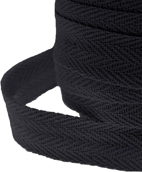 Abbaoww 50 Yards Cotton Twill Tape Ribbon 3/4 Inch, Soft Natural Webbing Tape Herringbone Tape for Sewing DIY Craft, Black...