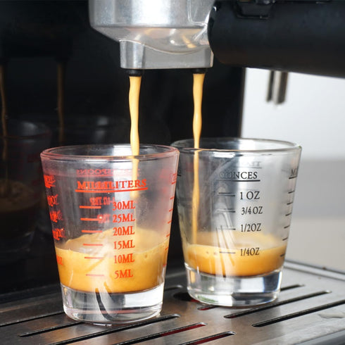 Shot Glasses Measuring cup Liquid Heavy Glass Wine Glass Espresso Shot Glass 26-Incremental Measurement 1oz, 6 Tsp, 2 Tbs, 30ml Black and Red …...