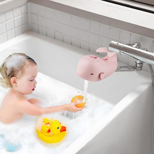 PandaEar Bath Spout Cover, Baby Bathtub Faucet Cover, Baby Shower Protector Cover for Kids Toddlers, Universal Fit -Whale (Pink)...