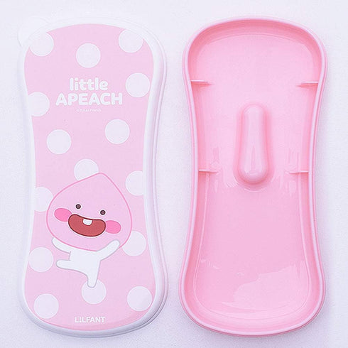 Kakao Friends - Easy Washing Clean 304 Stainless Steel Spoon & Fork (1.1 inch x 5.6 inch) with Wide Case Tableware Set for Kids, Pink (Little Apea...