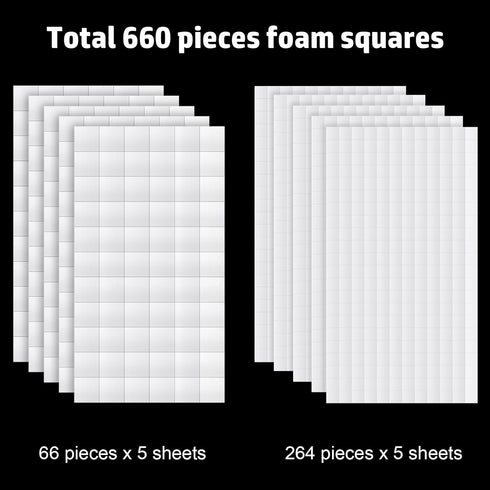 10 Sheets Foam Dual-Adhesive Squares,2 Sizes 3D Foam Squares Double Sided Self Adhesive Dots Mounting Squares, Adhesive Foam Squares for Scrapbook...