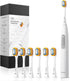 Electric Toothbrush, Soft Toothbrush for Adults with 6 Replacement Brush Heads and SpeedTek™ One-Click Mode, 1 Charge Lasts for 3 Months, K1 White...
