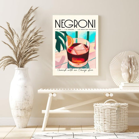Iconic Negroni cocktail poster MIX & MATCH Bar Cart Decor With cocktail recipes bar pictures wall Art decor Canvas Print Kitchen Club Apartment Ho...