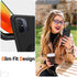 Phone Case with Glass Screen Protector for Xiaomi Redmi 12C/Poco C55 - Black, 360° Rotatable Ring Holder, Magnetic Kickstand, Shockproof Protectiv...