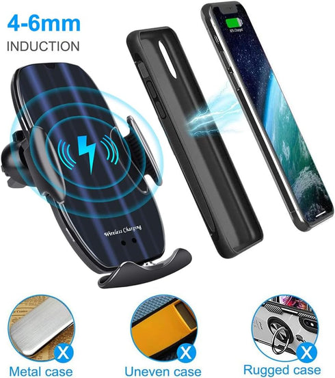 Wireless Car Charger, 10W Car Smart Sensor Wireless Charger Phone Holder for iPhone12 11/ Pro/XS/XR/ 8 Plus, Samsung S10 /S9 / Note10 / Note9, etc...
