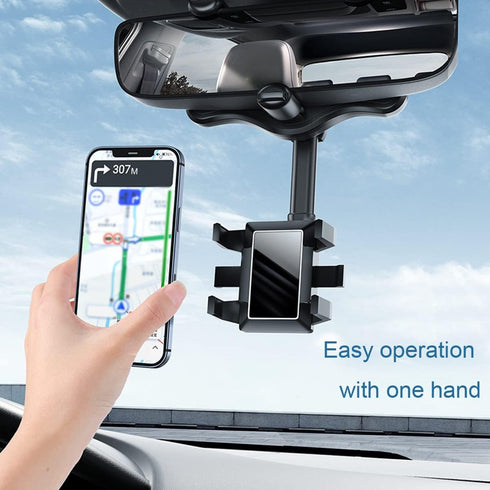 360°Rotatable and Retractable Car Phone Holder, Multifunctional Adjustable Mount, Universal Rearview Mirror Phone Holder for All Mobile Phones...
