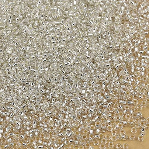 Bala&Fillic 12/0 Glass Seed Beads Transparent Silver Lined About 10000pcs/110g in Box...
