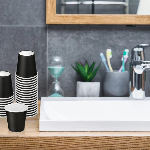 3 oz Paper Cups, Black Mouthwash 50 Count Disposable Bathroom Cups, Disposable Espresso Cups Small Paper Cups for Party,Picnic,Travel,Espresso and...