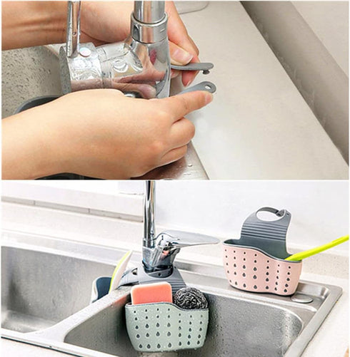 Kitchen Sink Caddy Sponge Holder Hang Basket for Scrubber Dish Brush Kitchen Accessories Organizer(Light Blue)...