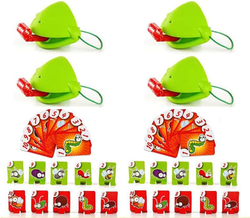 Frog Tongue Game with Blowing air, Two-Pack and Four-Pack, Insect Cardboard Included, Multiplayer Game! (Quad)...